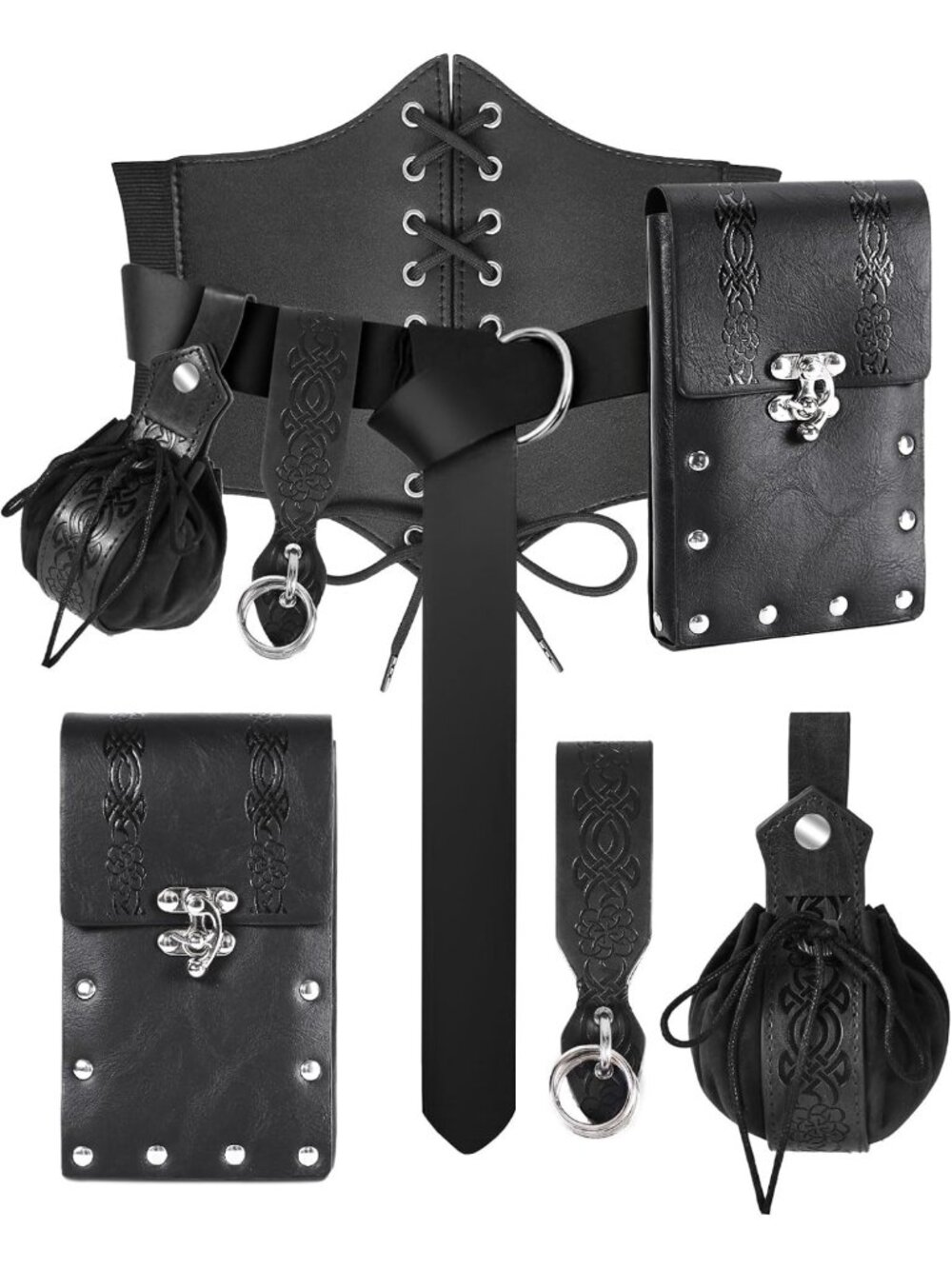 5Pcs Lace-Up Corset Belt Set for Women - Pirate Costume Accessories & Cosplay